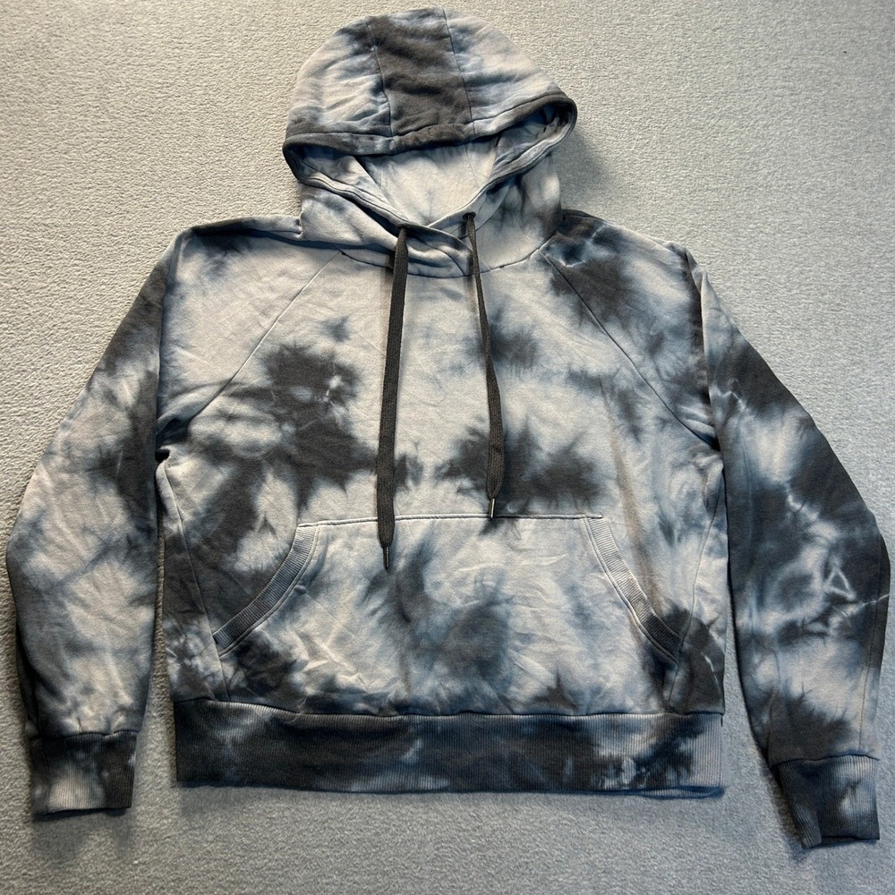 90 Degree by Reflex Pullover Hoodie Sweatshirt Womens XL Black Gray‎ Tie Dye
